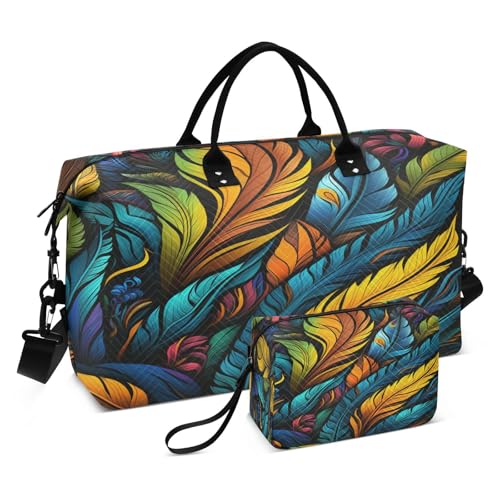 Abstrakte Federkunst Sporttasche Handtasche mit Make-up Aufbewahrungstasche Badetasche für Reisen Mädchen Männer von DDDIYEU