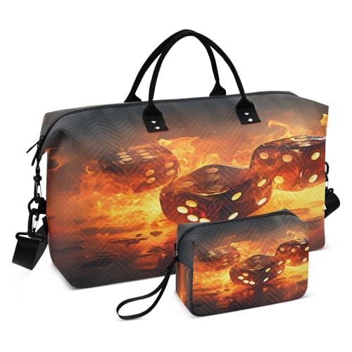 Abstrakte Gebrannte Würfel Sporttasche Handtasche mit Make-up Aufbewahrungstasche Badetasche für Reisen Mädchen Männer von DDDIYEU