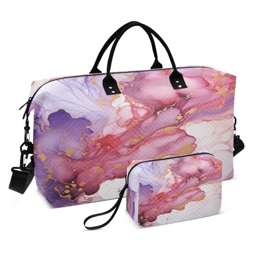 Abstrakter Rosa Marmor Sporttasche Handtasche mit Make-up Aufbewahrungstasche Badetasche für Reisen Mädchen Männer von DDDIYEU