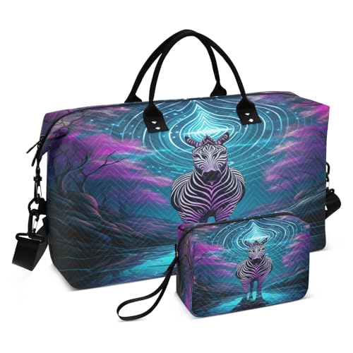 Abstraktes Lila Zebra Sporttasche Handtasche mit Make-up Aufbewahrungstasche Badetasche für Reisen Mädchen Männer von DDDIYEU