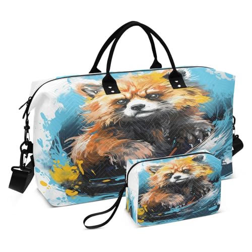 Aquarellbild Roter Panda Sporttasche Handtasche mit Make-up Aufbewahrungstasche Badetasche für Reisen Mädchen Männer von DDDIYEU