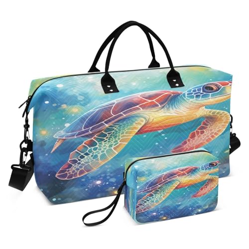Blaue Meeresschildkröte Sporttasche Handtasche mit Make-up Aufbewahrungstasche Badetasche für Reisen Mädchen Männer von DDDIYEU