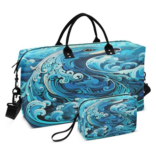 Blaues Abstraktes Schnabeltier Sporttasche Handtasche mit Make-up Aufbewahrungstasche Badetasche für Reisen Mädchen Männer von DDDIYEU