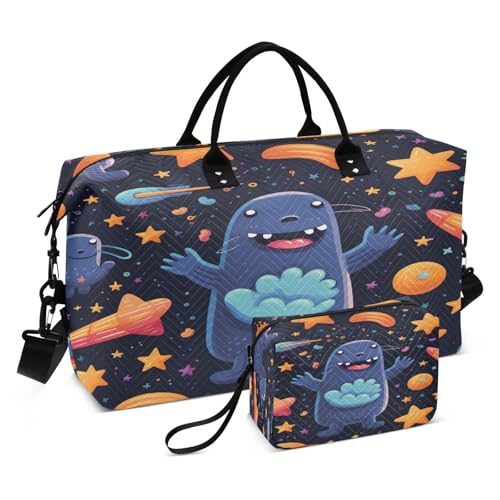 Cartoon Weltraum Süß Sporttasche Handtasche mit Make-up Aufbewahrungstasche Badetasche für Reisen Mädchen Männer von DDDIYEU