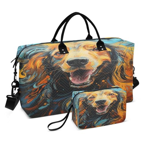 Cooler Aquarellkunsthund Sporttasche Handtasche mit Make-up Aufbewahrungstasche Badetasche für Reisen Mädchen Männer von DDDIYEU
