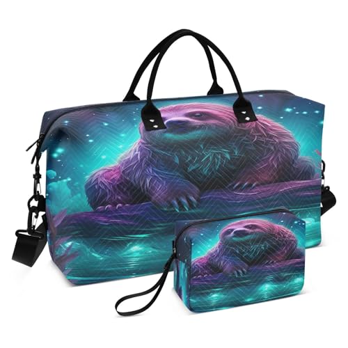 Cooles Weltraumlicht-Faultier Sporttasche Handtasche mit Make-up Aufbewahrungstasche Badetasche für Reisen Mädchen Männer von DDDIYEU