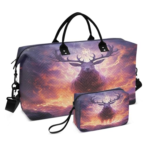 Gefeuert Wütend Hirsch Sporttasche Handtasche mit Make-up Aufbewahrungstasche Badetasche für Reisen Mädchen Männer von DDDIYEU