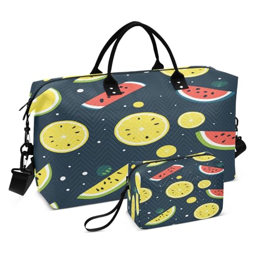 Gelbe Wassermelone Zitrone Sporttasche Handtasche mit Make-up Aufbewahrungstasche Badetasche für Reisen Mädchen Männer von DDDIYEU