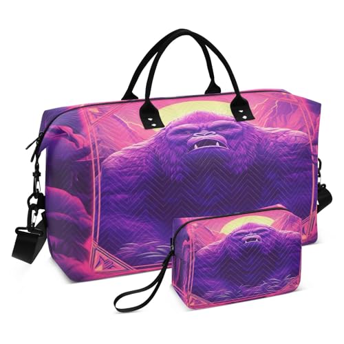 Gorilla Abstrakte Wütende Kunst Sporttasche Handtasche mit Make-up Aufbewahrungstasche Badetasche für Reisen Mädchen Männer von DDDIYEU