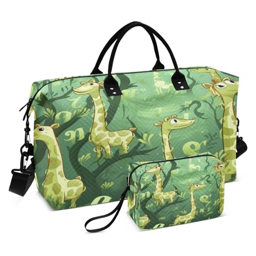 Grüne Gekritzelgiraffe Sporttasche Handtasche mit Make-up Aufbewahrungstasche Badetasche für Reisen Mädchen Männer von DDDIYEU