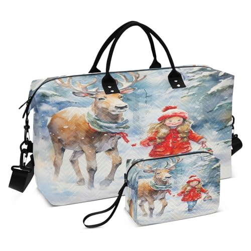 Kinder Cartoon Weihnachten Sporttasche Handtasche mit Make-up Aufbewahrungstasche Badetasche für Reisen Mädchen Männer von DDDIYEU