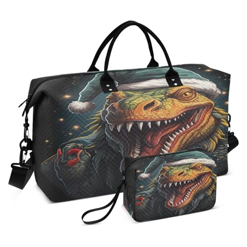 Leguan Im Weihnachtsstil Sporttasche Handtasche mit Make-up Aufbewahrungstasche Badetasche für Reisen Mädchen Männer von DDDIYEU