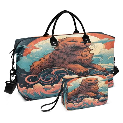 Mond Süßer Otter Sporttasche Handtasche mit Make-up Aufbewahrungstasche Badetasche für Reisen Mädchen Männer von DDDIYEU