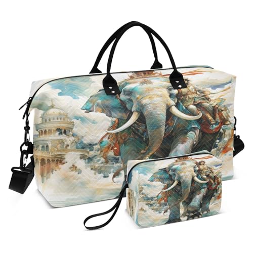 Ölgemälde Elefant Sporttasche Handtasche mit Make-up Aufbewahrungstasche Badetasche für Reisen Mädchen Männer von DDDIYEU