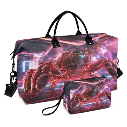 Roter Schicker Hummer Sporttasche Handtasche mit Make-up Aufbewahrungstasche Badetasche für Reisen Mädchen Männer von DDDIYEU