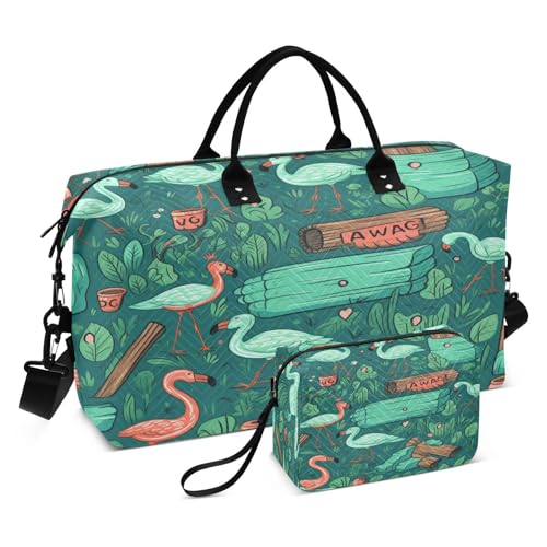 Süße Gekritzel Flamingos Sporttasche Handtasche mit Make-up Aufbewahrungstasche Badetasche für Reisen Mädchen Männer von DDDIYEU
