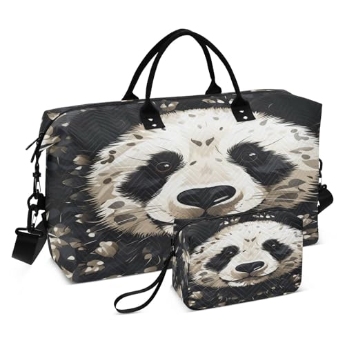 Süßer Schwarzer Panda Sporttasche Handtasche mit Make-up Aufbewahrungstasche Badetasche für Reisen Mädchen Männer von DDDIYEU
