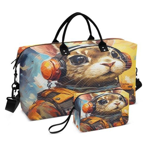 Süßes Musikkaninchen Sporttasche Handtasche mit Make-up Aufbewahrungstasche Badetasche für Reisen Mädchen Männer von DDDIYEU