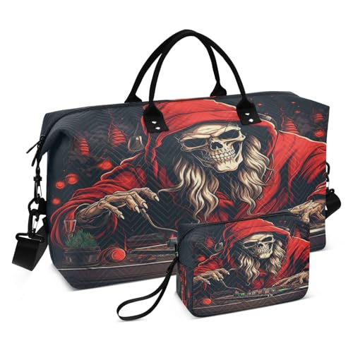 Totenkopf Im Weihnachtsstil Sporttasche Handtasche mit Make-up Aufbewahrungstasche Badetasche für Reisen Mädchen Männer von DDDIYEU