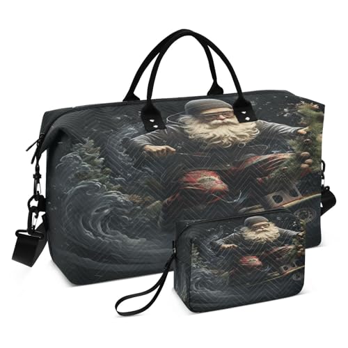 Weihnachts-Cartoon-Weihnachtsmann Sporttasche Handtasche mit Make-up Aufbewahrungstasche Badetasche für Reisen Mädchen Männer von DDDIYEU
