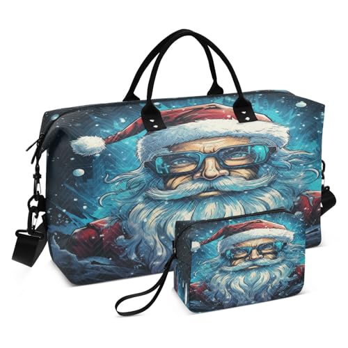 Weihnachtsmann Schnee Weihnachten Sporttasche Handtasche mit Make-up Aufbewahrungstasche Badetasche für Reisen Mädchen Männer von DDDIYEU