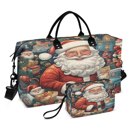 Weihnachtsmann Weihnachten Sporttasche Handtasche mit Make-up Aufbewahrungstasche Badetasche für Reisen Mädchen Männer von DDDIYEU