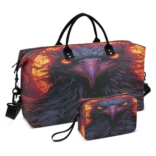 Wütende Gefeuerte Krähe Sporttasche Handtasche mit Make-up Aufbewahrungstasche Badetasche für Reisen Mädchen Männer von DDDIYEU
