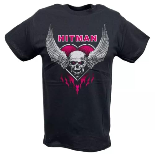 Bret Hart Hitman Winged Skulls Pink Eyes T-Shirt Black XXL von DDDREDFGU