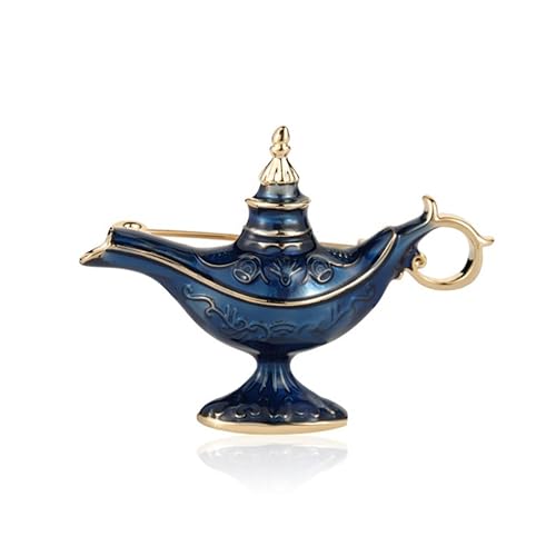 Kristallbrosche Aladdin Wunderlampe Brosche Legierung Pin Emaille Schmuck for Frauen Mädchen Party Bankett Zubehör Kragen Kleid Ornamente Geschenke(Blue (Available)) von DDEIKFYQA