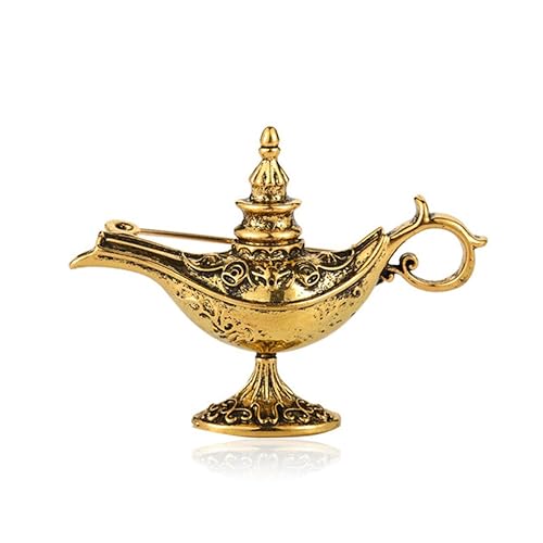 Kristallbrosche Aladdin Wunderlampe Brosche Legierung Pin Emaille Schmuck for Frauen Mädchen Party Bankett Zubehör Kragen Kleid Ornamente Geschenke(Gold (Available)) von DDEIKFYQA