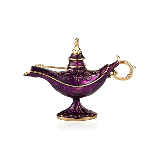Kristallbrosche Aladdin Wunderlampe Brosche Legierung Pin Emaille Schmuck for Frauen Mädchen Party Bankett Zubehör Kragen Kleid Ornamente Geschenke(Purple (Available)) von DDEIKFYQA