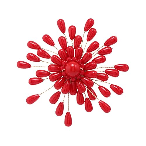 Kristallbrosche Rote Emaille Korallenblumenbroschen for Frauen Hemdzubehör Hijab-Pins Abzeichen Nachahmung Perlen Schal Schnalle Brosche(Redb) von DDEIKFYQA