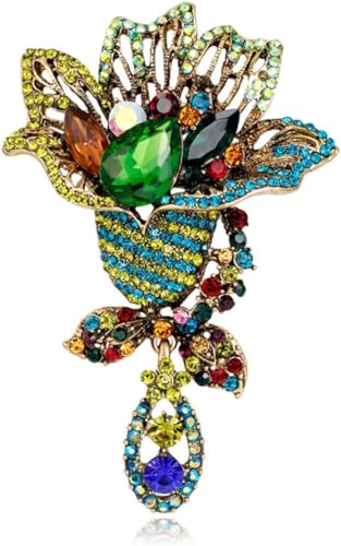 Kristallbrosche Vintage Strass Blumenbroschen for Frauen Abendkleid Brosche Clip Dekoration ugi Autrian Kristall Hut Pin Anhänger Bijouterie von DDEIKFYQA