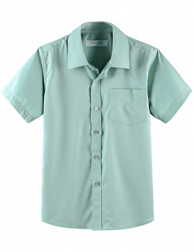 Jungen Schulhemd Kurzarm Uniform Hemden Solid Regular Fit, lichtgrün, 13-14 Jahre von DDILKE