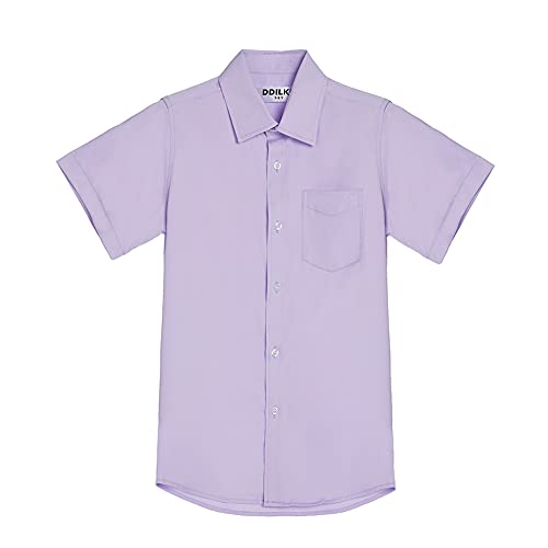 Jungen Schulhemd Kurzarm Uniform Hemden Solide, Regular Fit, Hellviolett, 2 Jahre von DDILKE