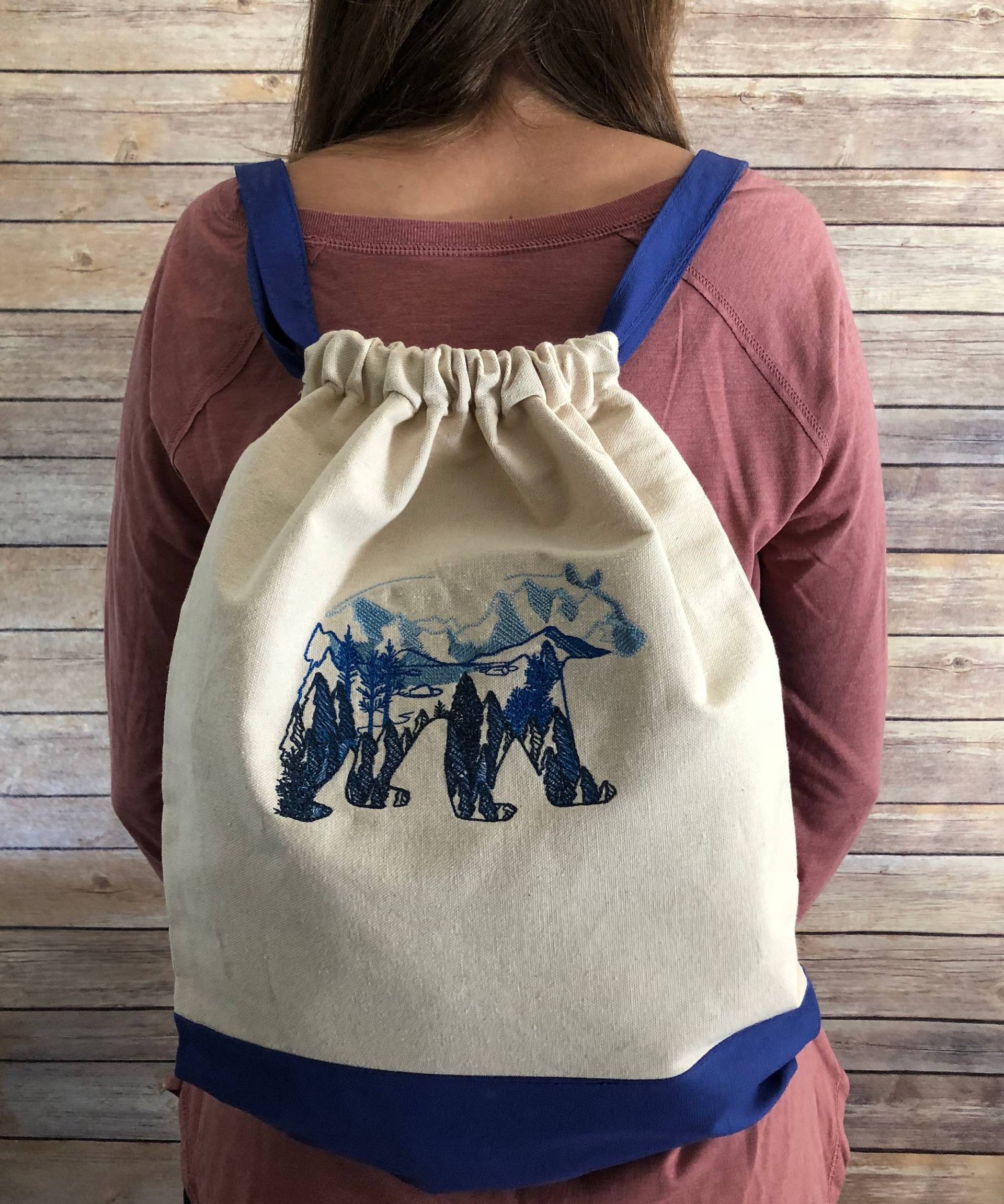 Blau California Bär Drawstring Canvas Tasche Blau California Bär Drawstring Canvas Tasche von DDLogowear