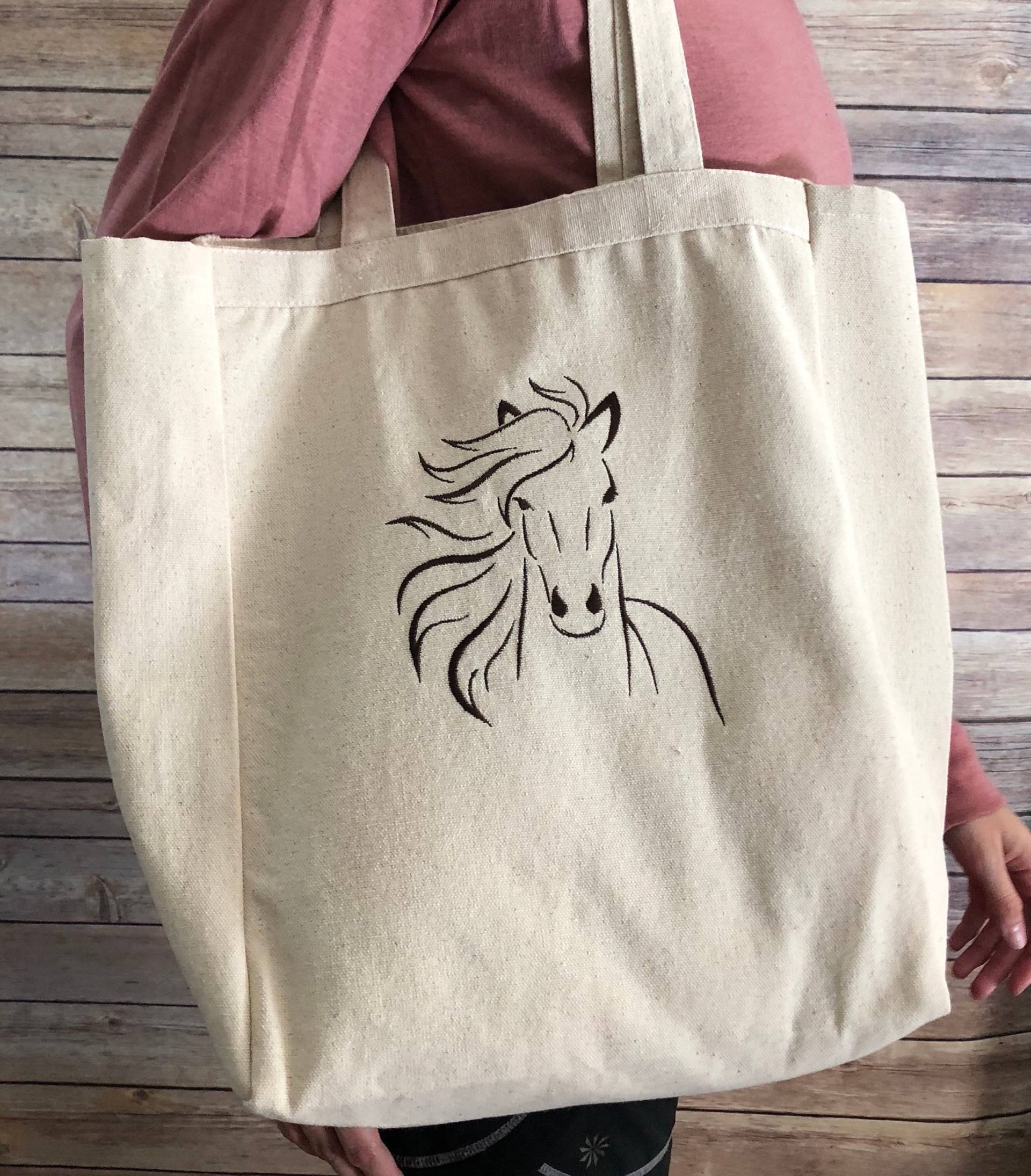 Baumwolltasche Mit Pferd Bestickt Baumwolltasche Mit Pferd Bestickt von DDLogowear