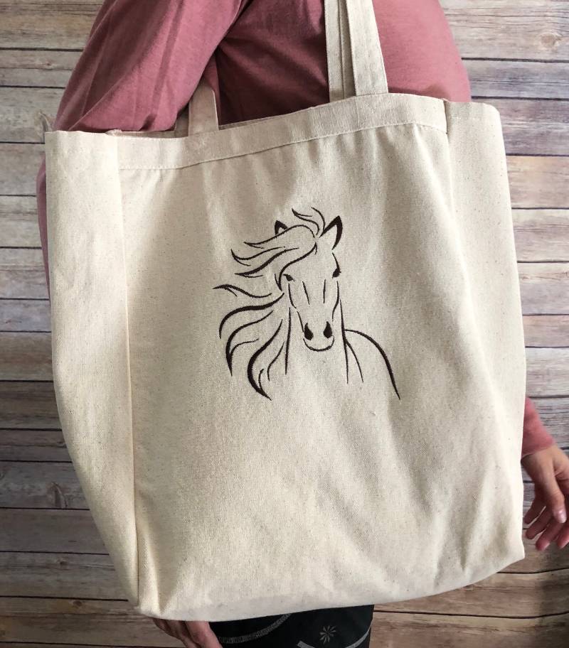 Baumwolltasche Mit Pferd Bestickt Baumwolltasche Mit Pferd Bestickt von DDLogowear