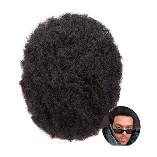 Afro-Männer-Toupet, männliches Haar, kapillar, langlebig, feine Mono-Perücke, französische Spitze, Herren-Perücken, Prothese, 15,2 cm, Ersatzsystem, Einheit, Remy-Echthaar-Perücke von DDNGEJ