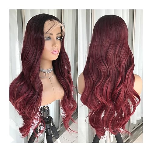 Perücke für Frauen, 61 cm, gewellt, Lace-Front-Perücke, Highlight-Aschblond, Lace-Frontal-Synthetik-Perücken, vorgezupft, lange gewellte synthetische Spitze-Perücke von DDNGEJ