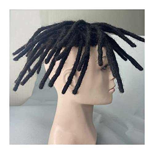 Toupet für Männer, Dreadlock-Männerhaarprothese, Toupet für Männer, Mono-Afro-Lockenhaar, Systemeinheit für schwarze Männer, 1B, indisches Echthaar, Herrenperücke von DDNGEJ