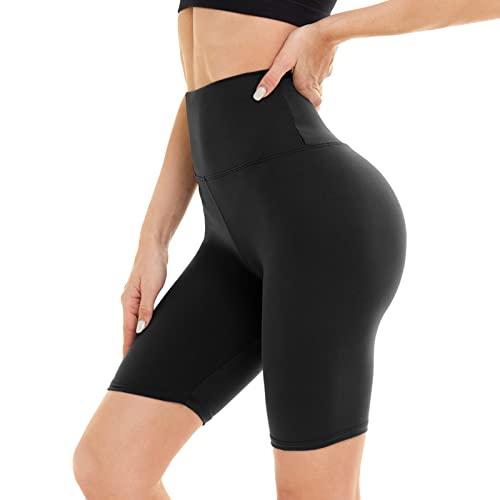 DDOBB Damen Radlerhose High Waist Kurze Sporthose Bauchweg Shorts Blickdicht Knielang Sportshorts Unterhosen Leggings Sommer für Sport Yoga Gym(1-Schwarz, 3XL) von DDOBB