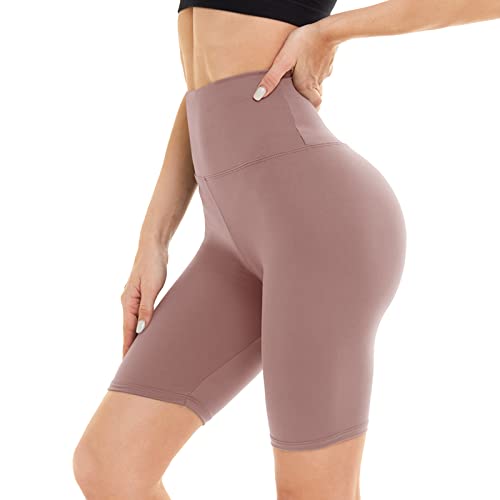 DDOBB Damen Radlerhose High Waist Kurze Sporthose Bauchweg Shorts Blickdicht Knielang Sportshorts Unterhosen Leggings Sommer für Sport Yoga Gym(7-Rosa, L-XL) von DDOBB