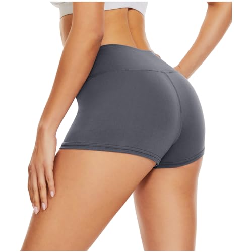 DDOBB Radlerhose Damen Kurz Shorts Unter Kleid High Waist Sportshorts Bauchweg Unterhosen Hotpants Blickdichte Sporthose Boxershorts Gym Leggings(Dunkelgrau, L-XL) von DDOBB