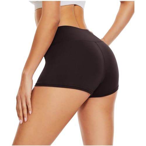 DDOBB Radlerhose Damen Kurz Shorts Unter Kleid High Waist Sportshorts Bauchweg Unterhosen Hotpants Blickdichte Sporthose Boxershorts Gym Leggings(Kaffee, S-M) von DDOBB