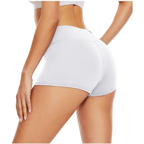 DDOBB Kurze Sporthose Damen High Waist Gym Shorts Damen Bauchweg Hotpants Blickdichte Radlerhose Sportshorts Boxershorts Leggings Unterhosen(Weiß, L-XL) von DDOBB