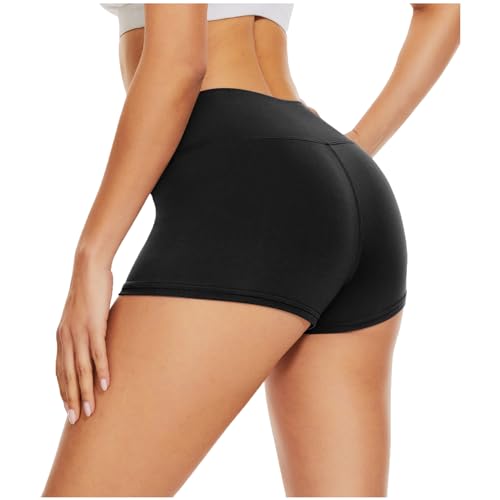 DDOBB Kurze Sporthose Damen High Waist Gym Shorts Damen Bauchweg Hotpants Blickdichte Radlerhose Sportshorts Boxershorts Leggings Unterhosen(schwarz, XS) von DDOBB