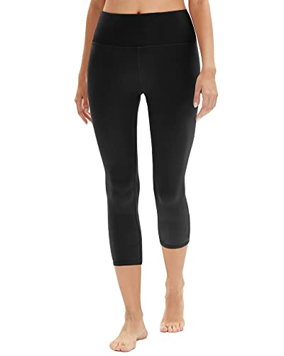 DDOBB Capri Leggings Damen High Waist 3/4 Leggins Blickdicht Caprihose Kurze Sporthose Elastisch Yogahose Laufhose Hose für Fitness Zuhause(A-Schwarz, (DE42-48)=L-XL) von DDOBB