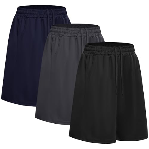 DDOBB Sporthose Herren Kurz 3er Pack Shorts Gym Mit Taschen Laufhose Herren Sommer Kordelzug Basketball Trainingshose von DDOBB