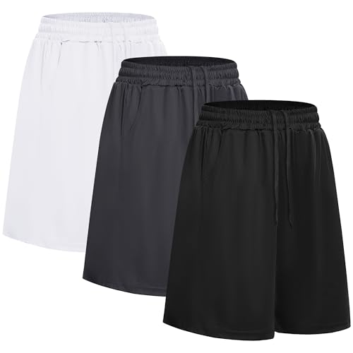 DDOBB Sporthose Herren Kurz 3er Pack Shorts Gym Mit Taschen Laufhose Herren Sommer Kordelzug Basketball Trainingshose von DDOBB